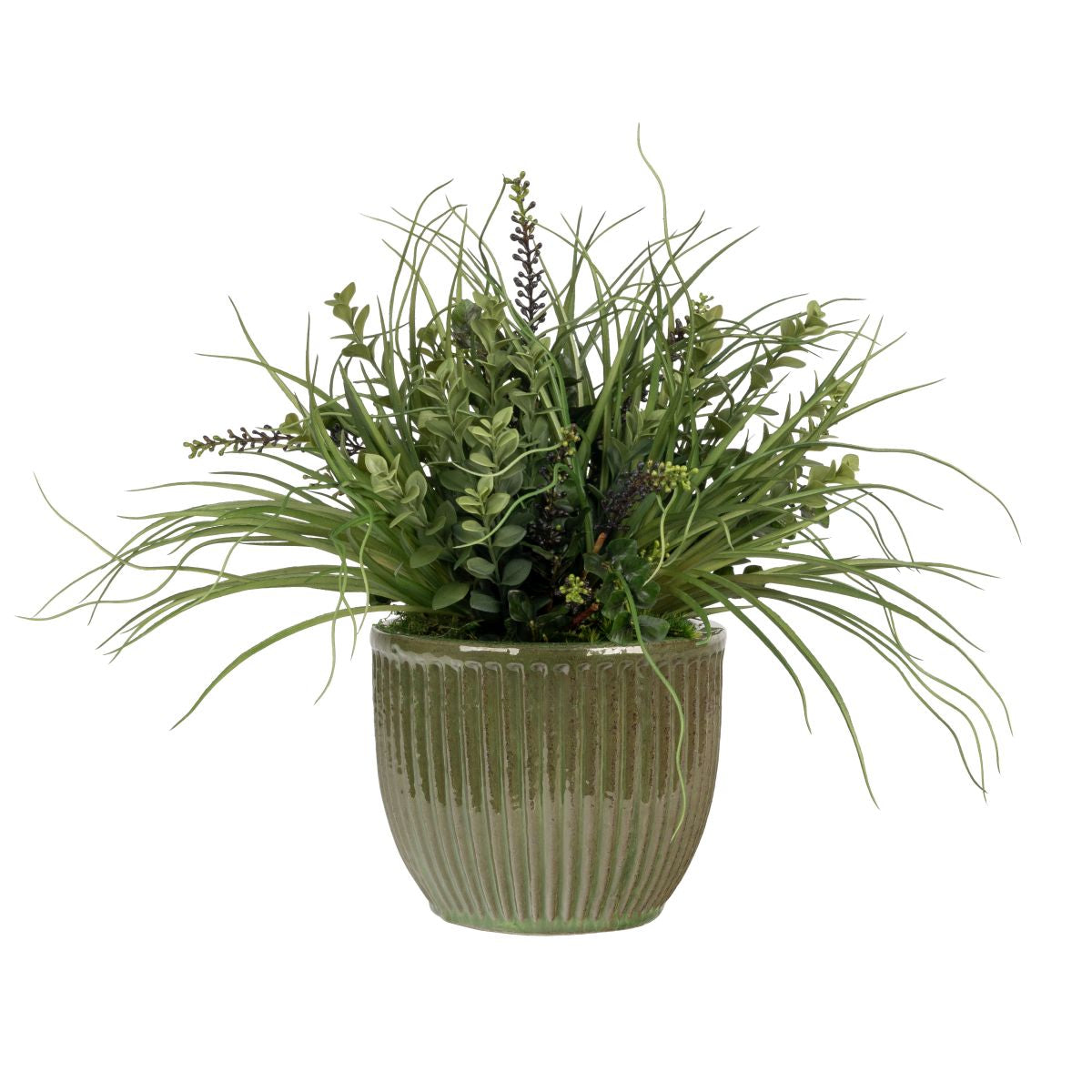 10" Kiwi Planter with Mixed Greenery AR1812