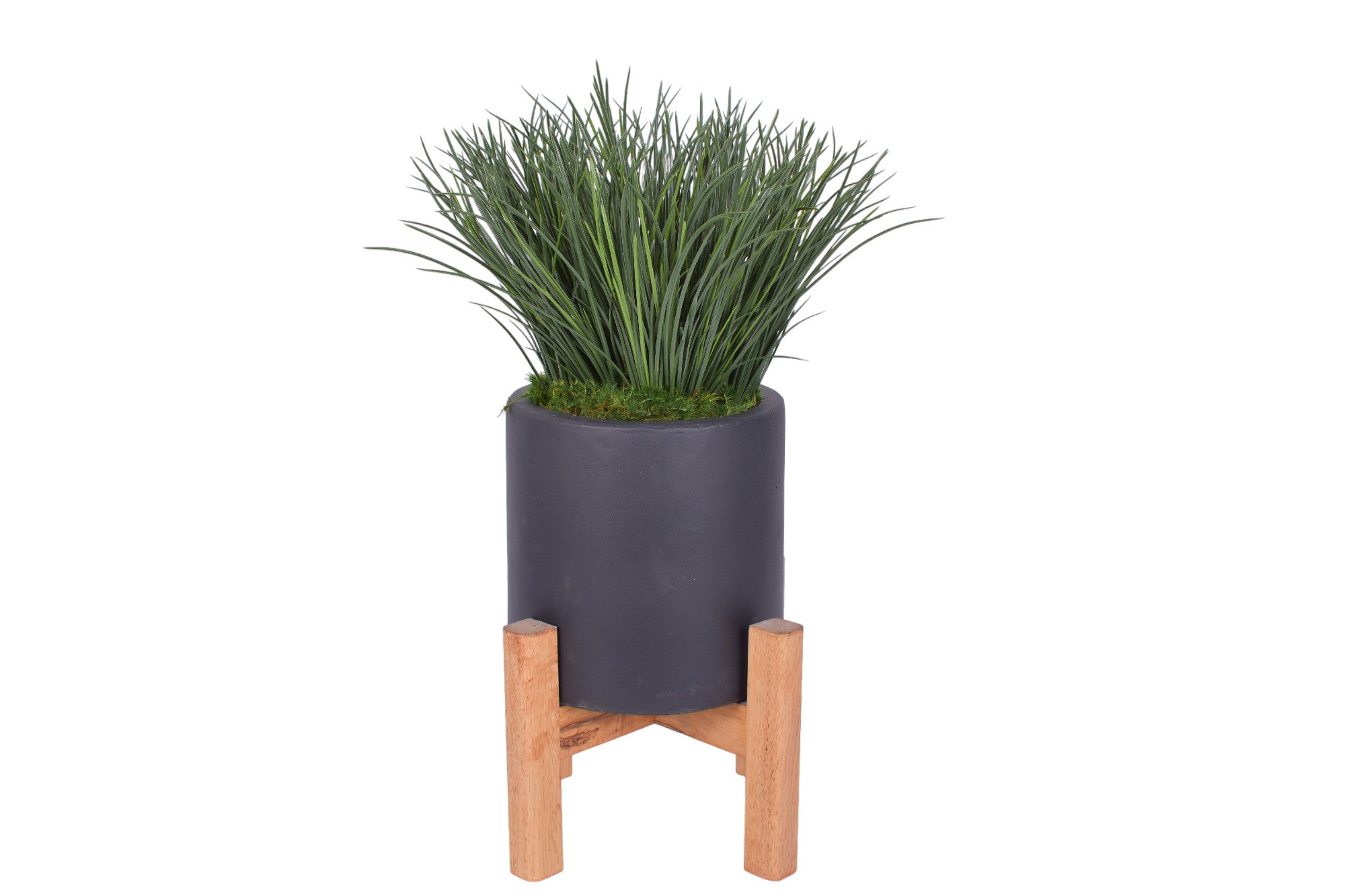 11" Black Korynn Planter with UV Protected Grass Arrangement AR1691UV