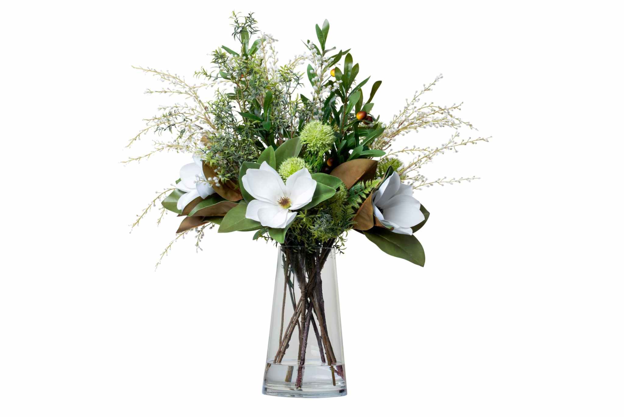 12" Mazzy Tapered Vase with Magnolia Floral Arrangement AR1357